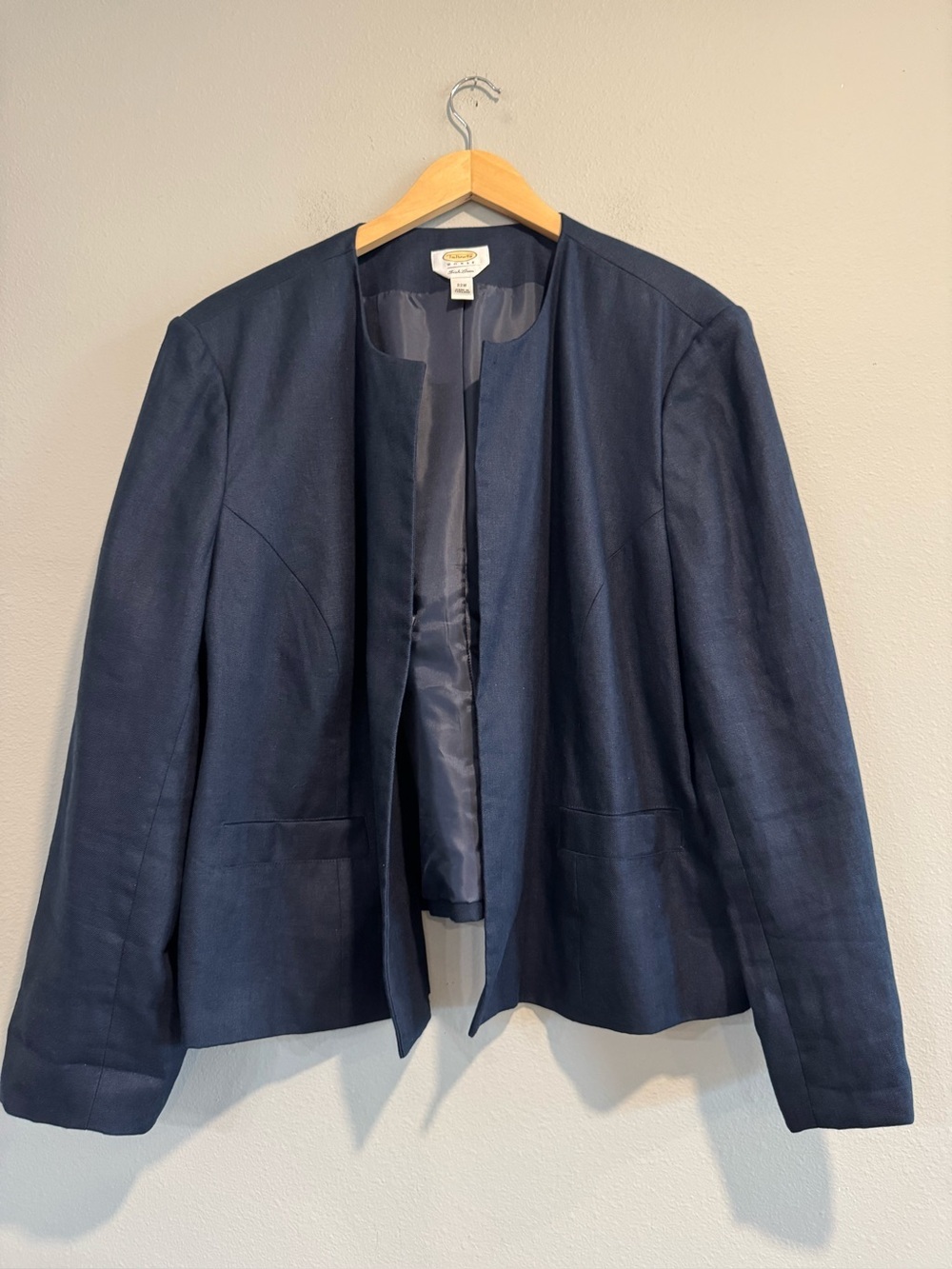 Talbots Vintage Irish Linen Open-Front Blazer Jacket Timeless Minimalist 22W
